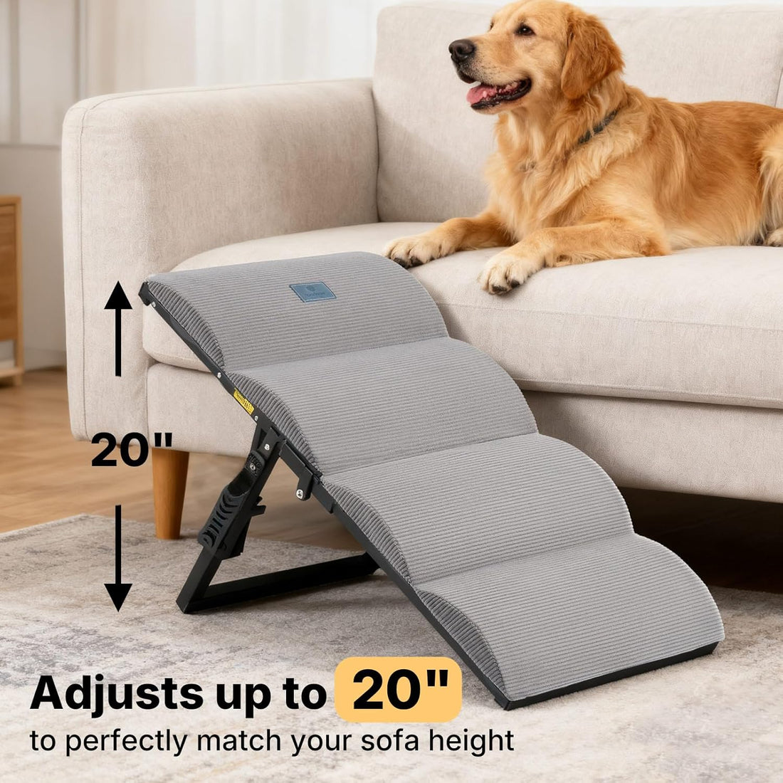 Veehoo Foldable Dog Ramp for Bed Couch Large Dogs
