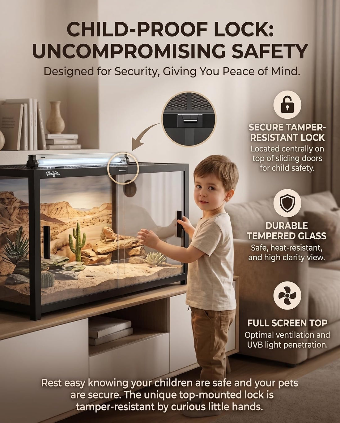 68 Gallon Reptile Tank, Reptile Enclosure Front Sliding Door