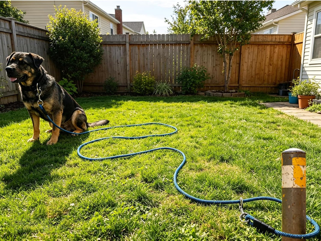 15/20/40/60/75FT Long Dog Tether, Tie Out Rope Dog Lead for Yard