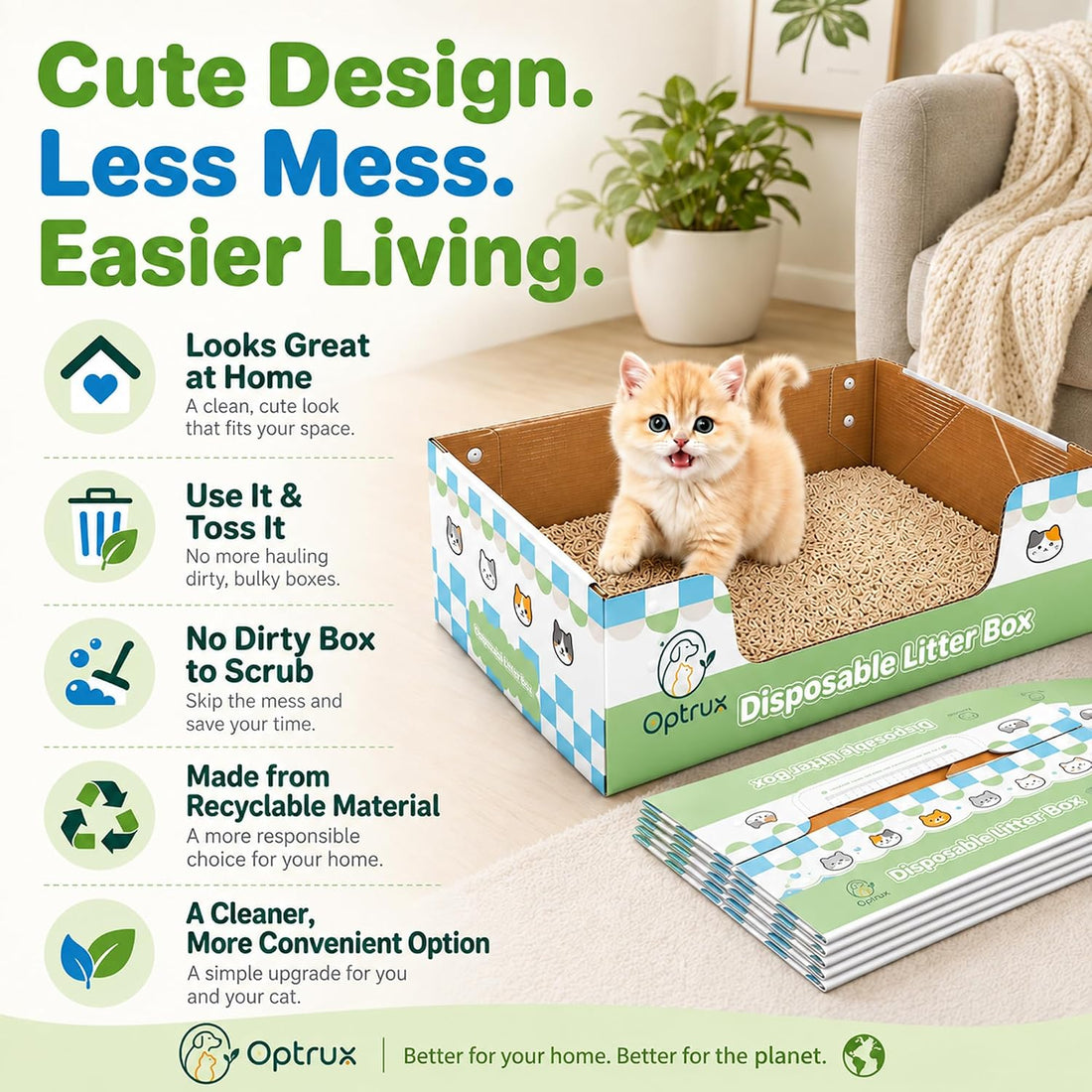 6-Pack Disposable Litter Box with Waterproof Coating, Medium
