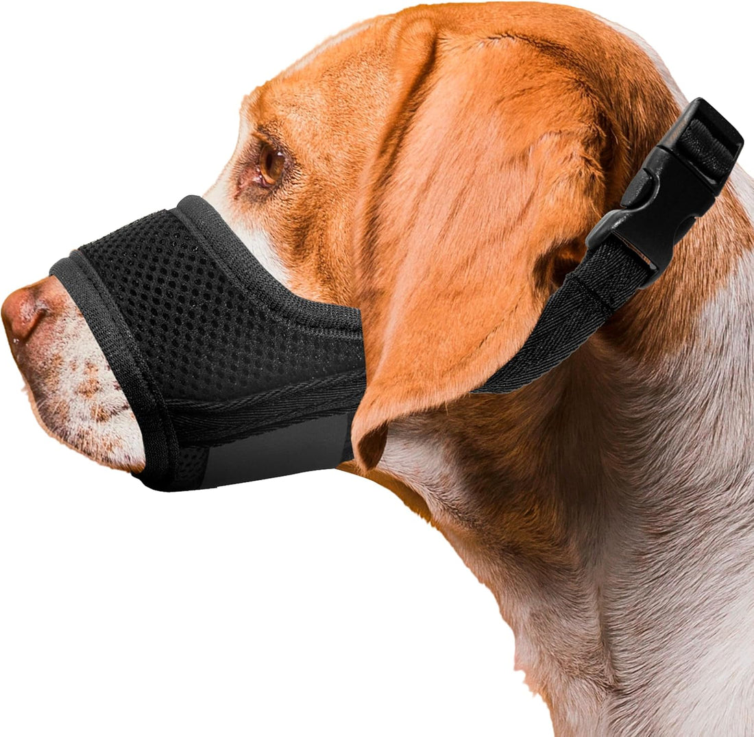Seyezo Dog Muzzle, Breathable Nylon for Small Medium Large Dogs, Black