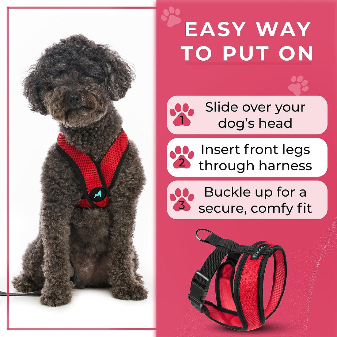 Gooby Comfort X Head-in Dog Harness, Choke-Free, Red, Small
