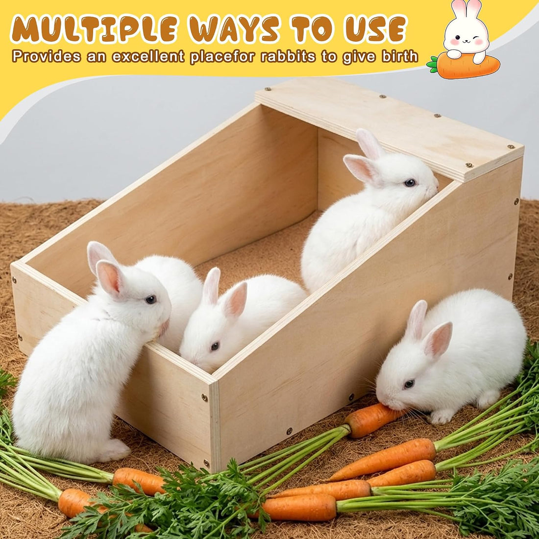17"x12"x12" Wood Rabbit Nesting Box with Mat