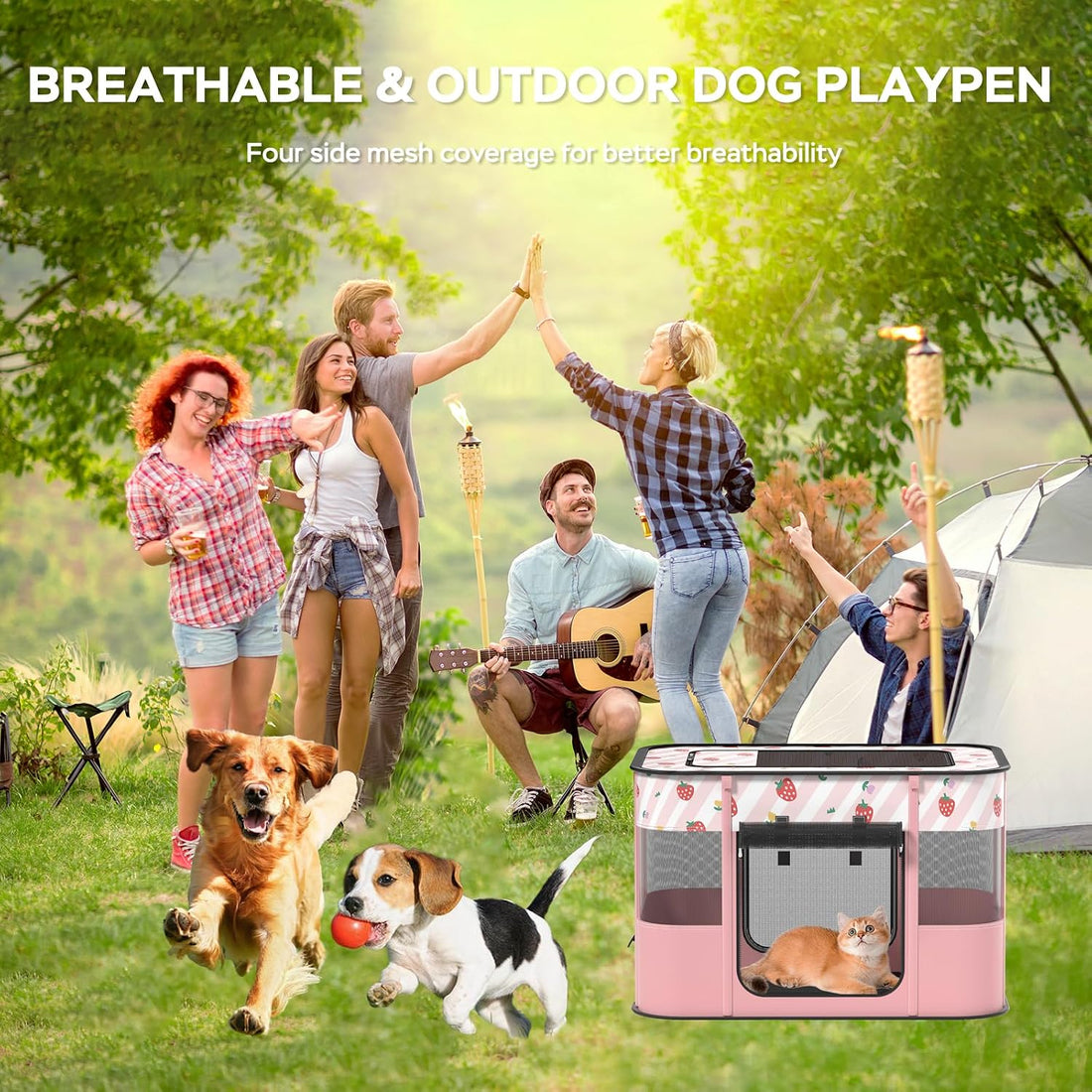 Portable Pet Cat Playpen,Cat Cages Indoor Collapsible Dog Crates Tent