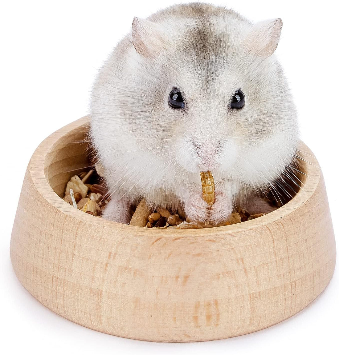 Niteangel Wooden Hamster Food Bowl: Beech Stable & Hammy Pattern