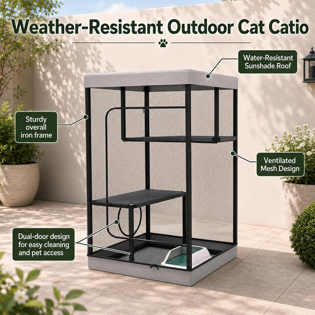 Extra Large Catio Outdoor Cat Enclosure Cat Cage 45"× 26.5" × 43.3"