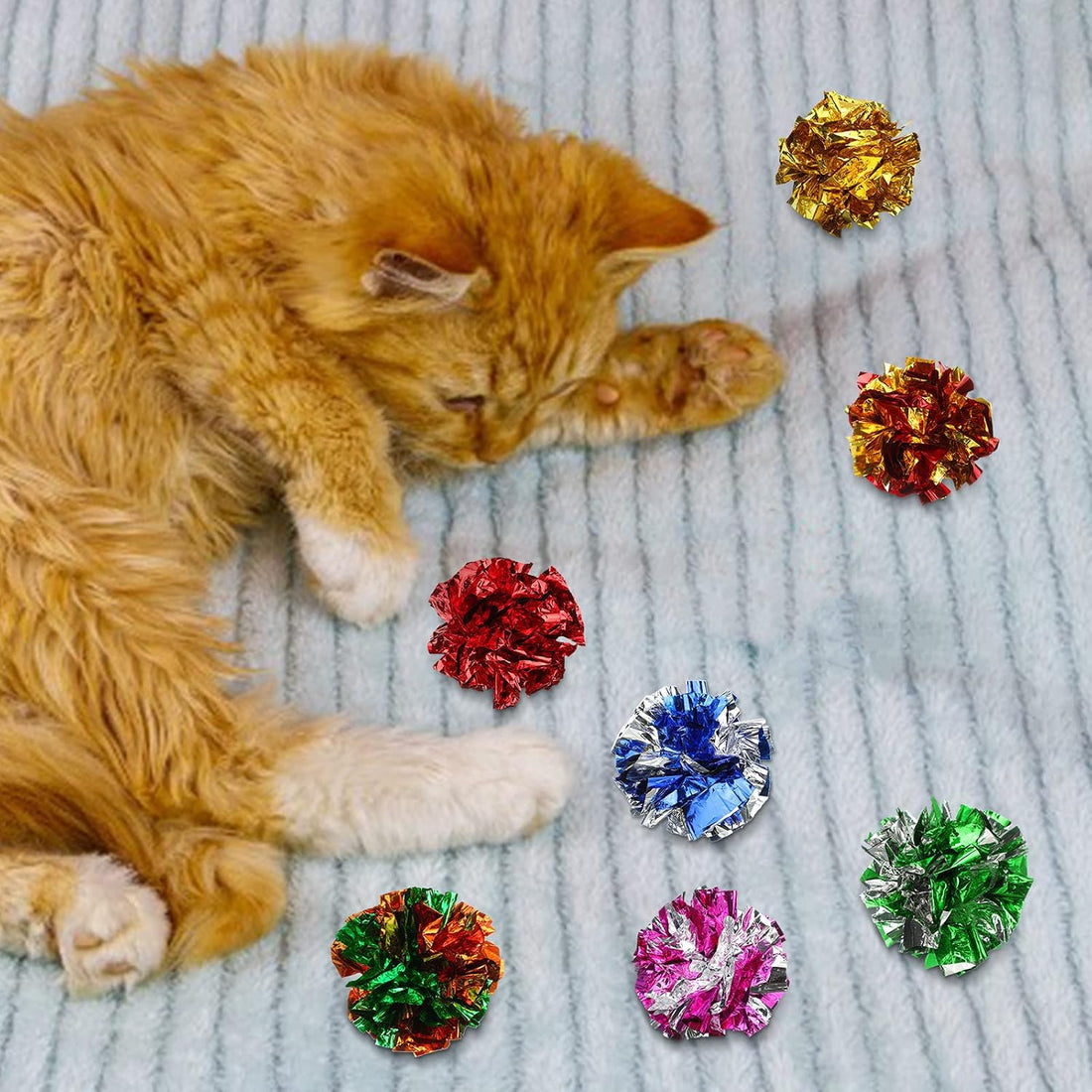 Silkfly 30 Pcs Polyester Film Crinkle Balls Cat Toys 2.36"