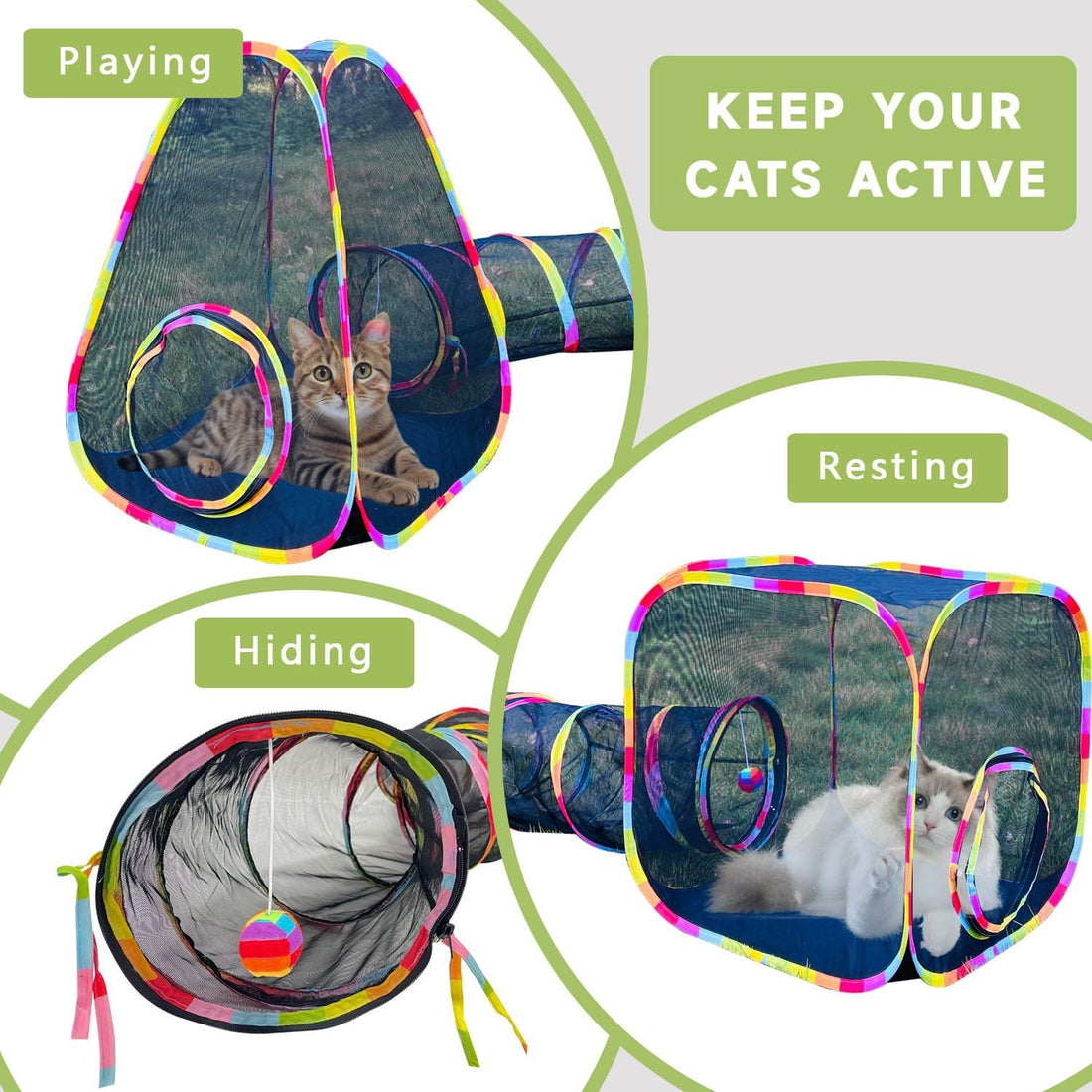 Outdoor Cat Enclosures, Cat Tunnels Catio Tents Cubes for Indoor Cats