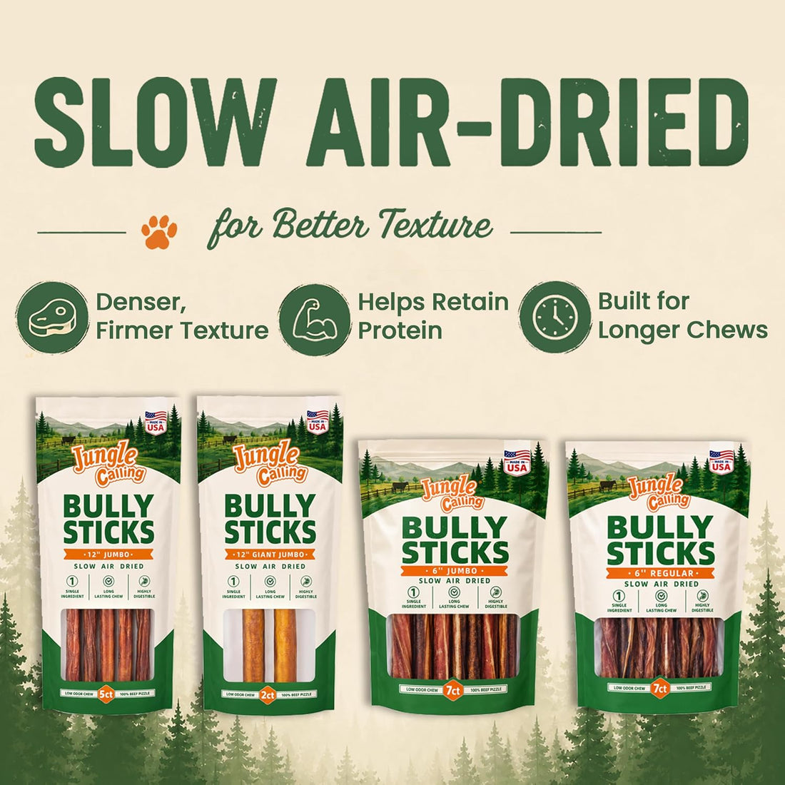Jungle Calling 7 Ct. Regular Bully Sticks 6"