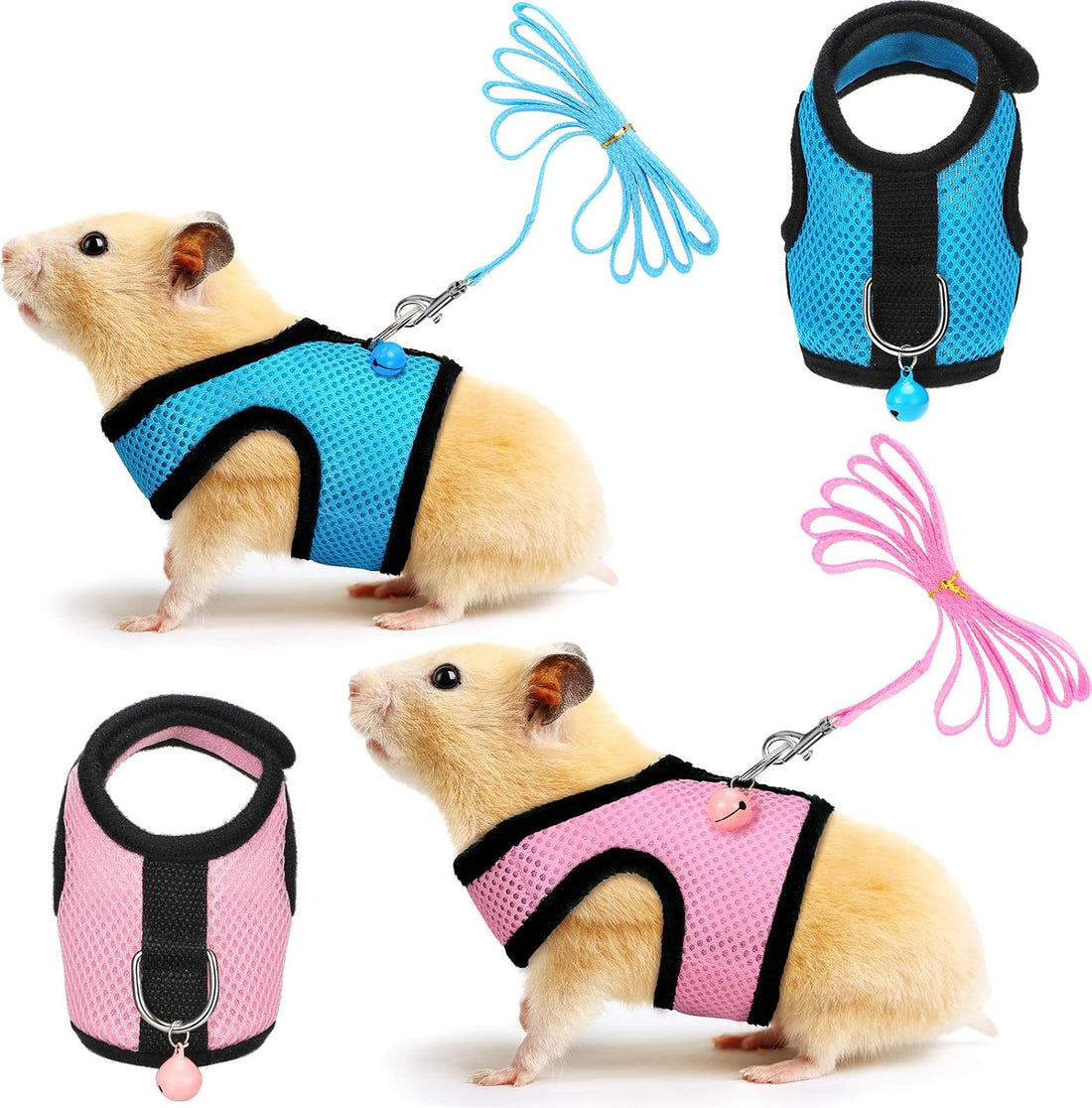 Satinior 2 Sets Guinea Pig Harness and Leash Kit, Green, Pink, S