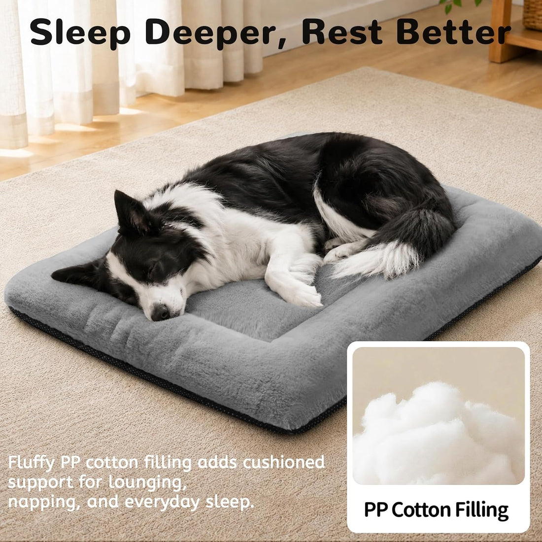 Dog Crate Pad, Washable Cozy Dog Bed Mat for Medium Dogs 36"x23", Gray