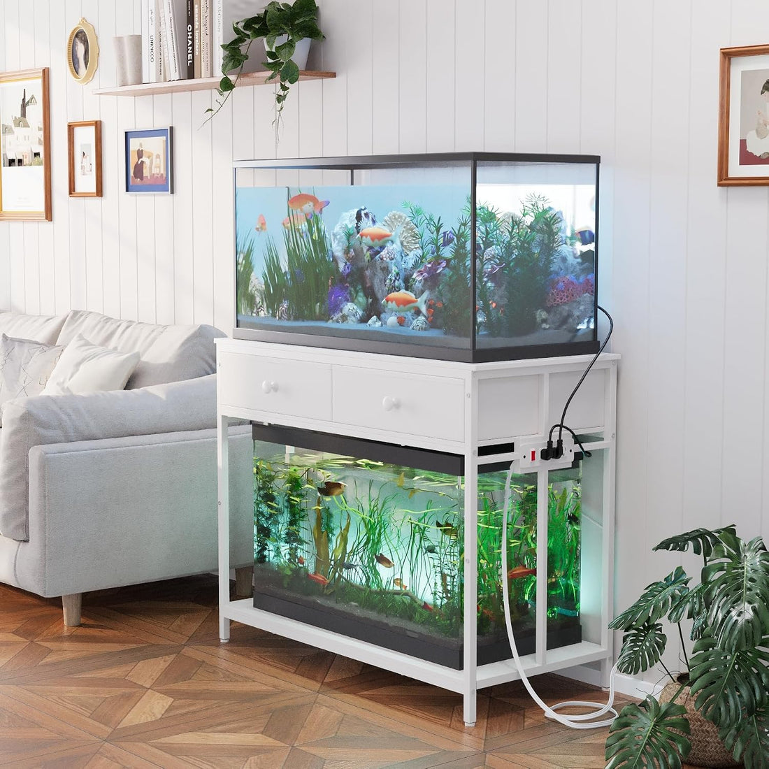 VOWNER 40 Gallon Aquarium Stand with Power Outlet & Cabinet Storage