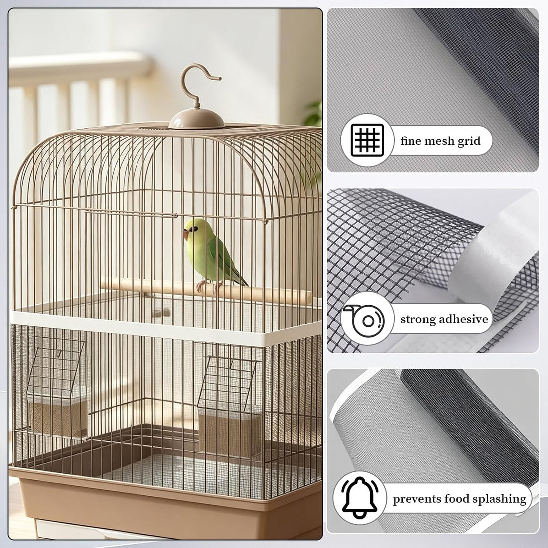 Bird Cage Seed Catcher, Breathable Cuttable Bird Cage Net Mesh