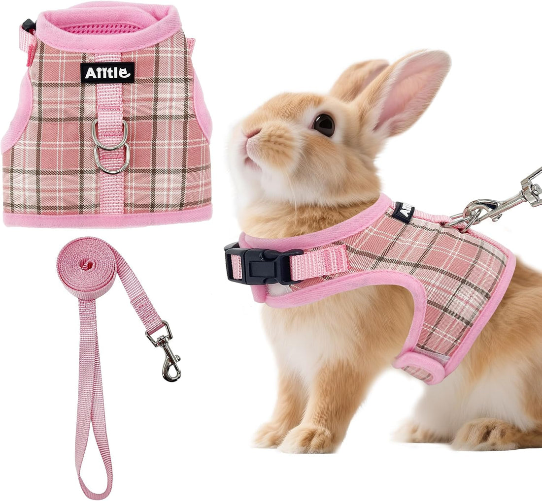 AIITLE Adjustable Soft Harness with Leash for Rabbits, Beige S