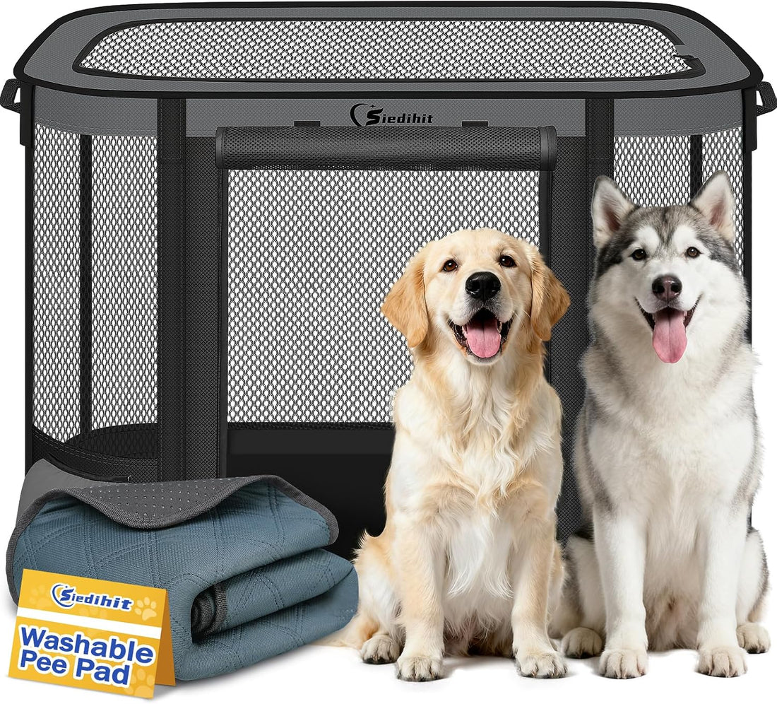 Siedihit Grey 36" Dog Playpen with Pee Pad,Cat Puppy Crate Indoor