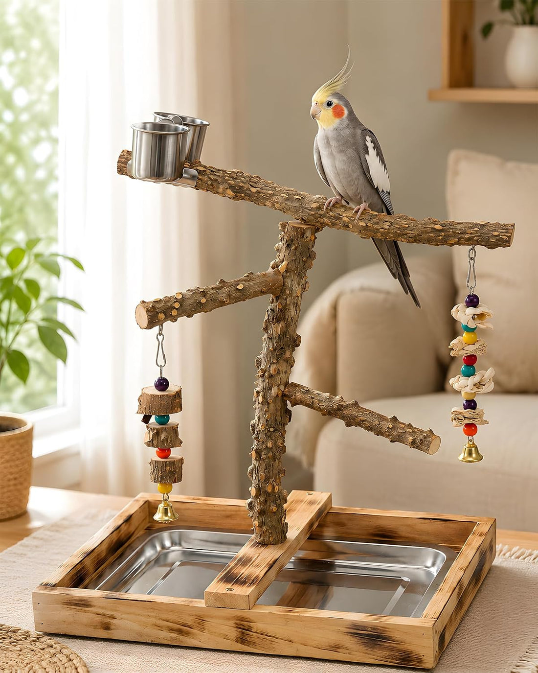 Bird Playground Perch Stand for Parakeets & Conures