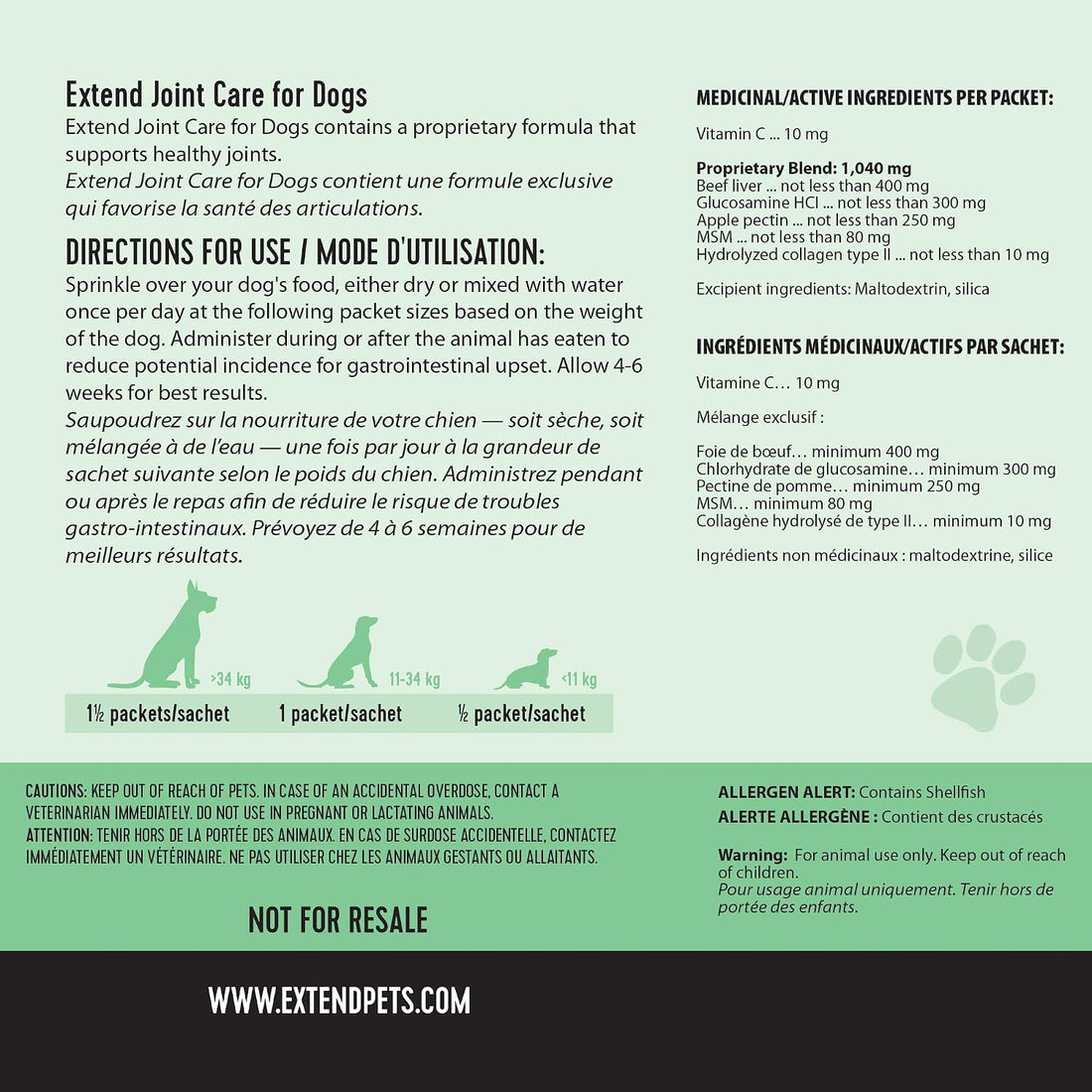Extend Dog Hip and Joint Supplement Beef Flavored Powder Packets