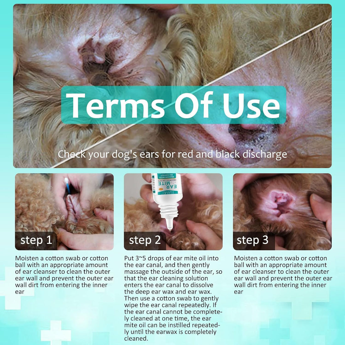 VOSIFSDIY Ear Mites Clean for Dogs & Cats