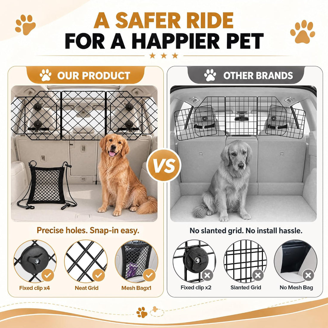 Urban Deco Dog Car Barrier for SUV Heavy Duty Metal Mesh Pet Divider