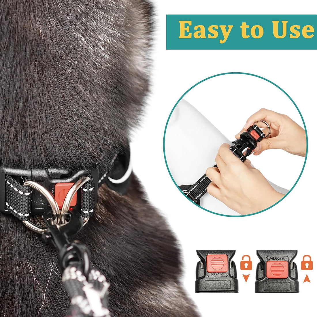 Mayerzon No Pull Collar for Large Medium Dogs Walking that Pull, Cyan