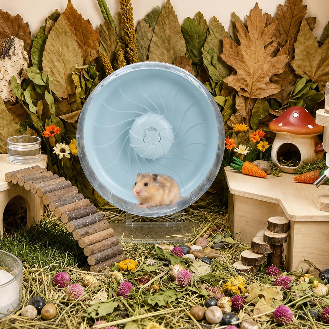 10 inch Silent Hamster Wheel with Adjustable Stand, Large Size, Blue