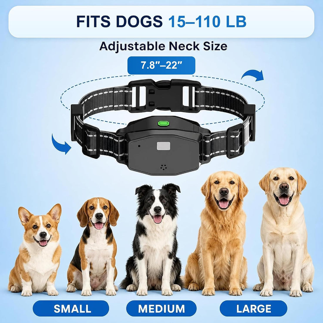 2-in-1 Dog Shock Collar & Bark Collar for 2 Dogs with Remote, 15-110lb