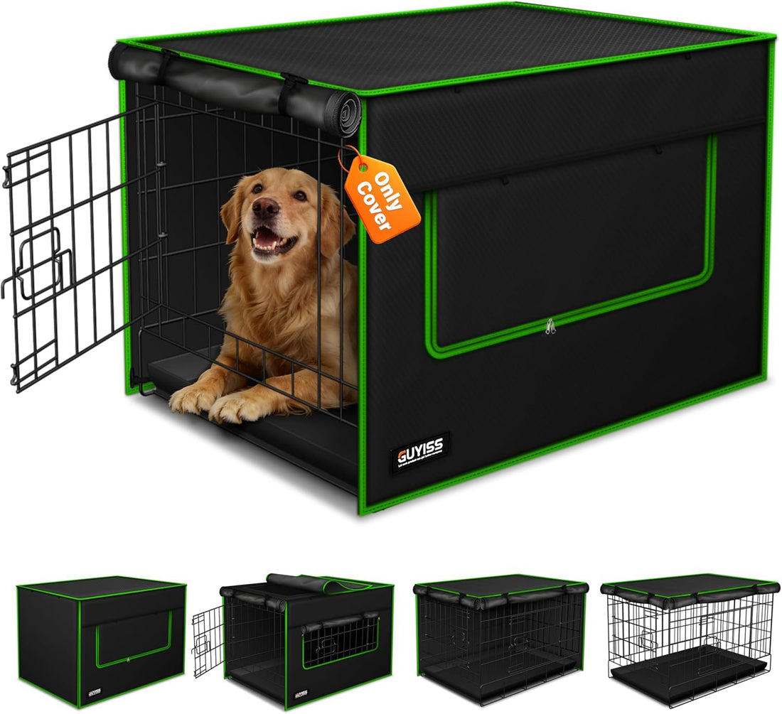 Ventilated Dog Crate Cover, Double Windows&Top Breathable Mesh.