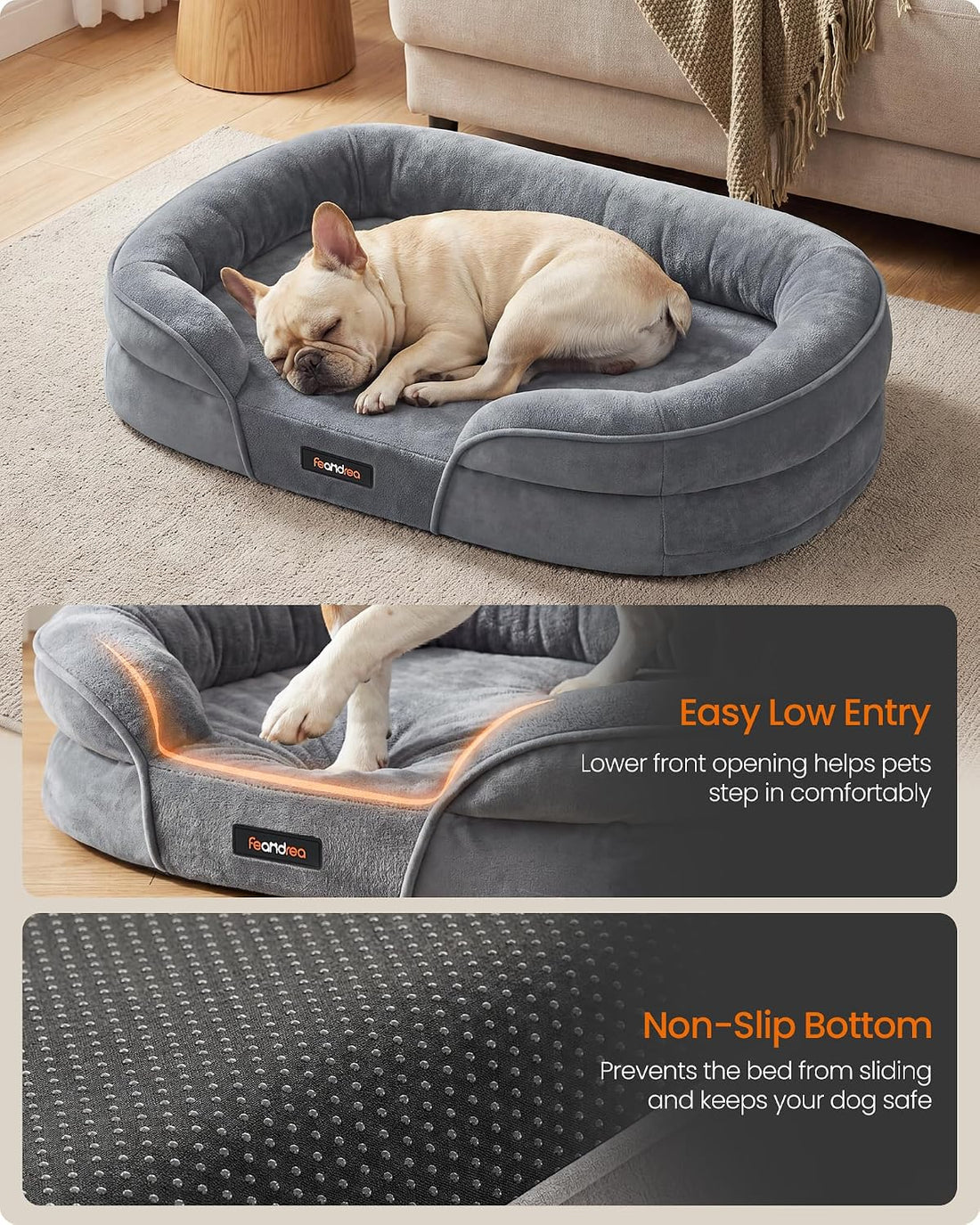 Feandrea Orthopedic Dog Bed, 30" Dog Couch with Removable Washable