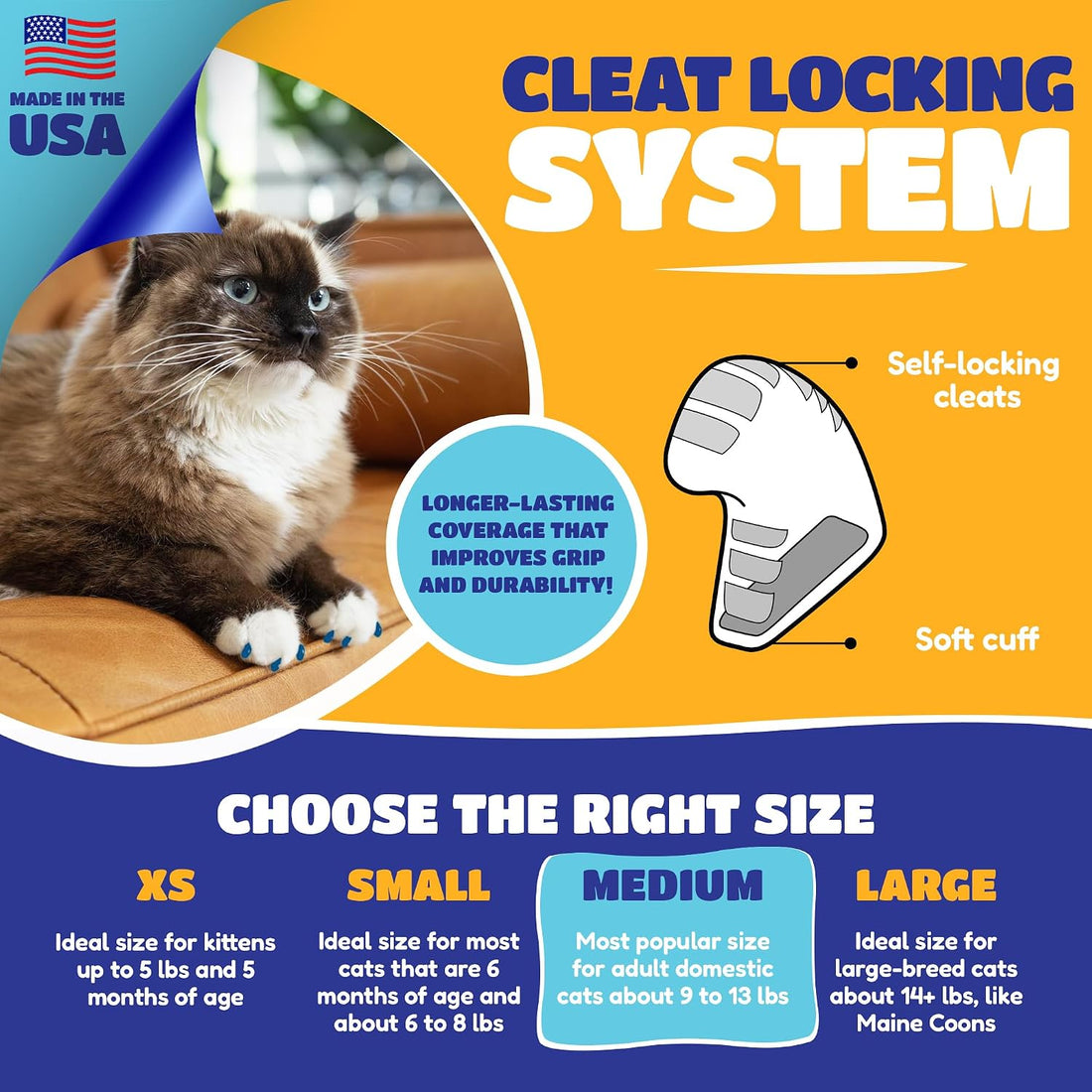 Soft Claws Nail Caps for Large Cats, 40 Caps