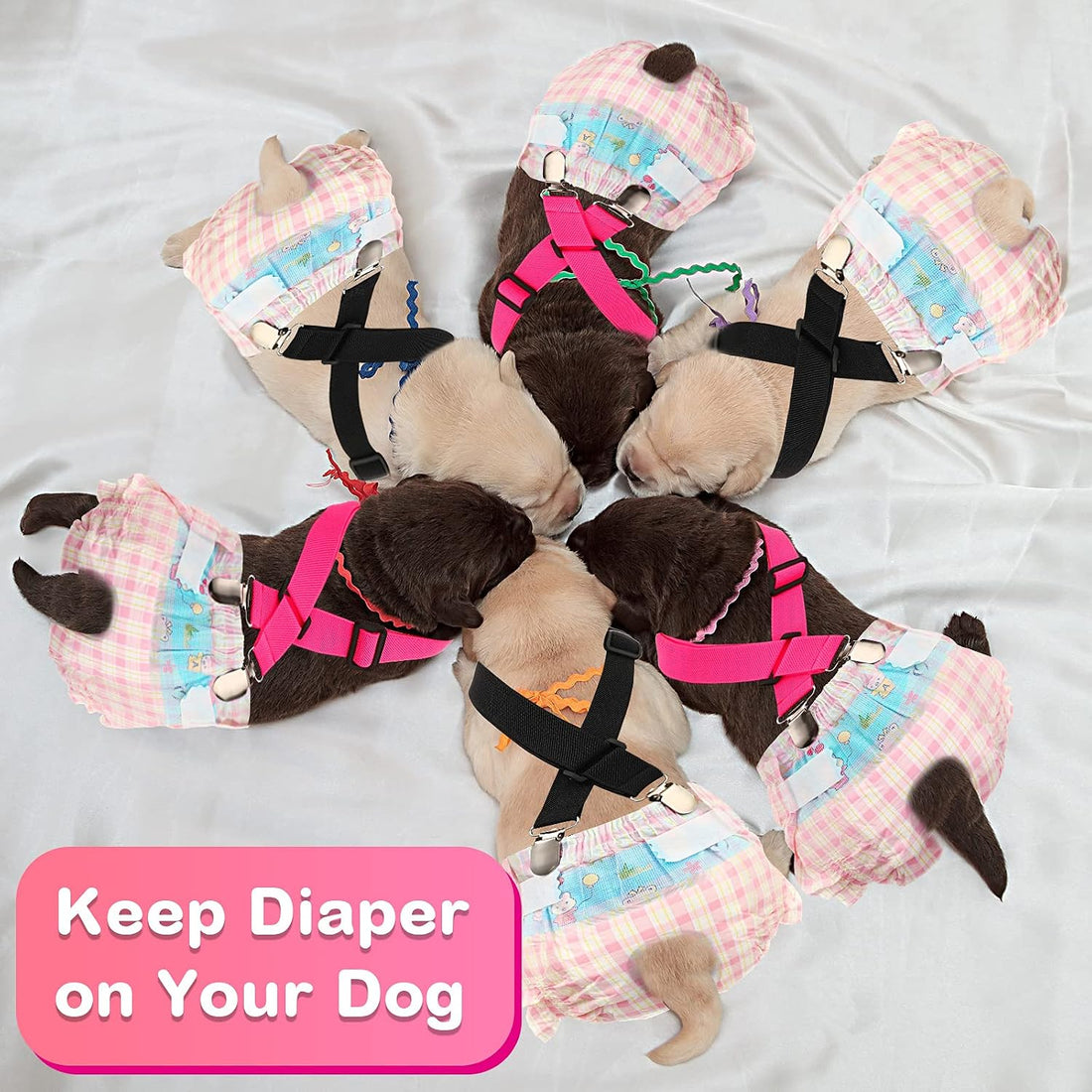 Nuanchu 2 Pcs Dog Suspenders for Diapers Female Male Pet Diaper