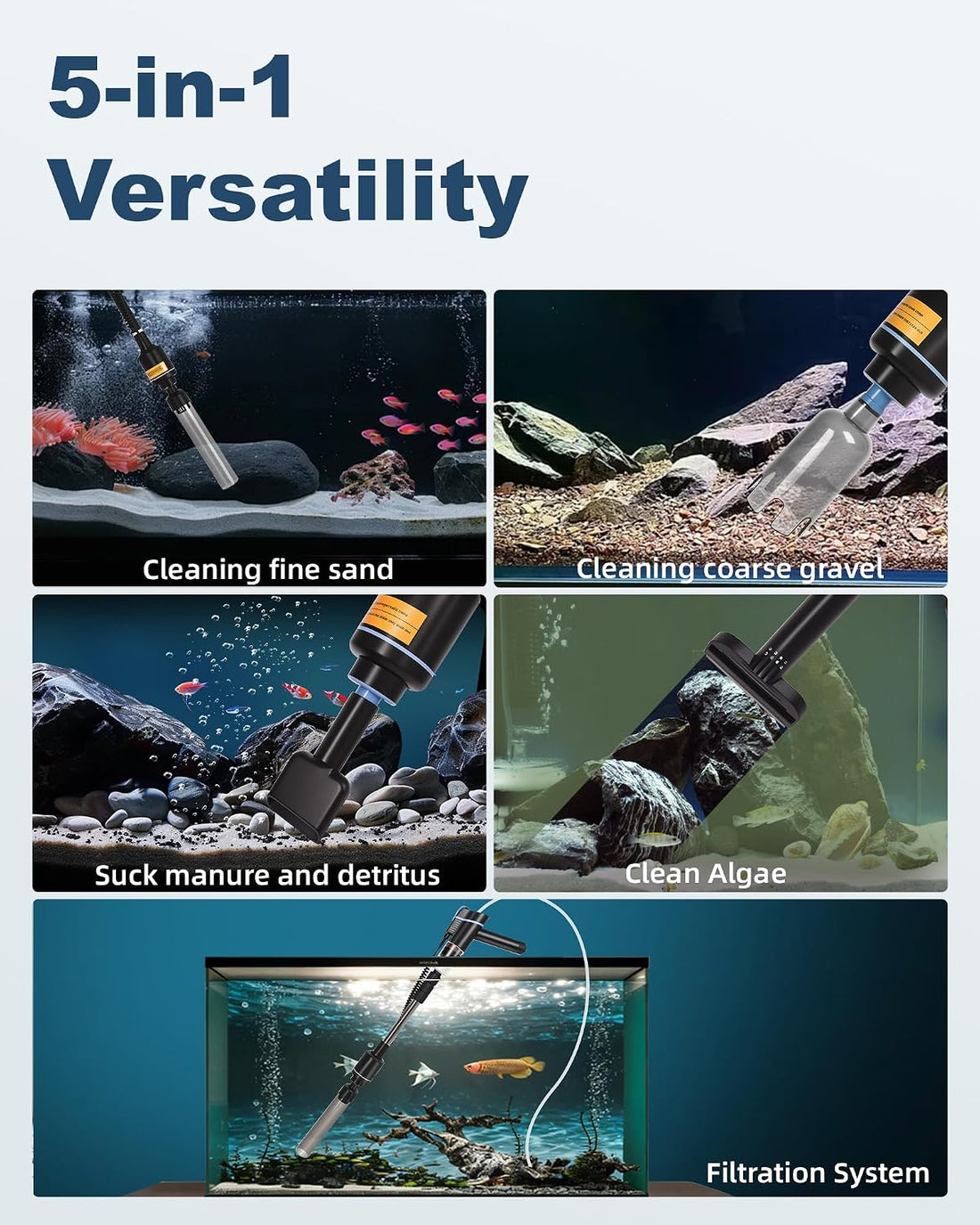 Gravel Vacuum for Aquarium Fish Tank Cleaner Siphon Pump Water