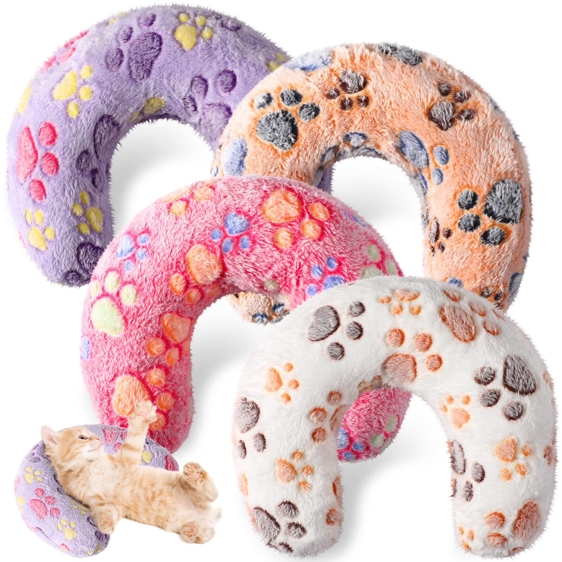 Sweetude 4 Pcs Pillows for Cats Puppy Bed Fluffy Pet Calming Soft