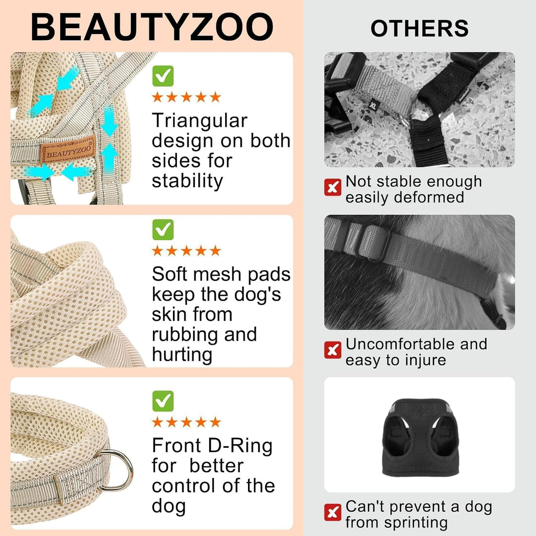 BEAUTYZOO Dog Harness Medium Sized and Leash Set