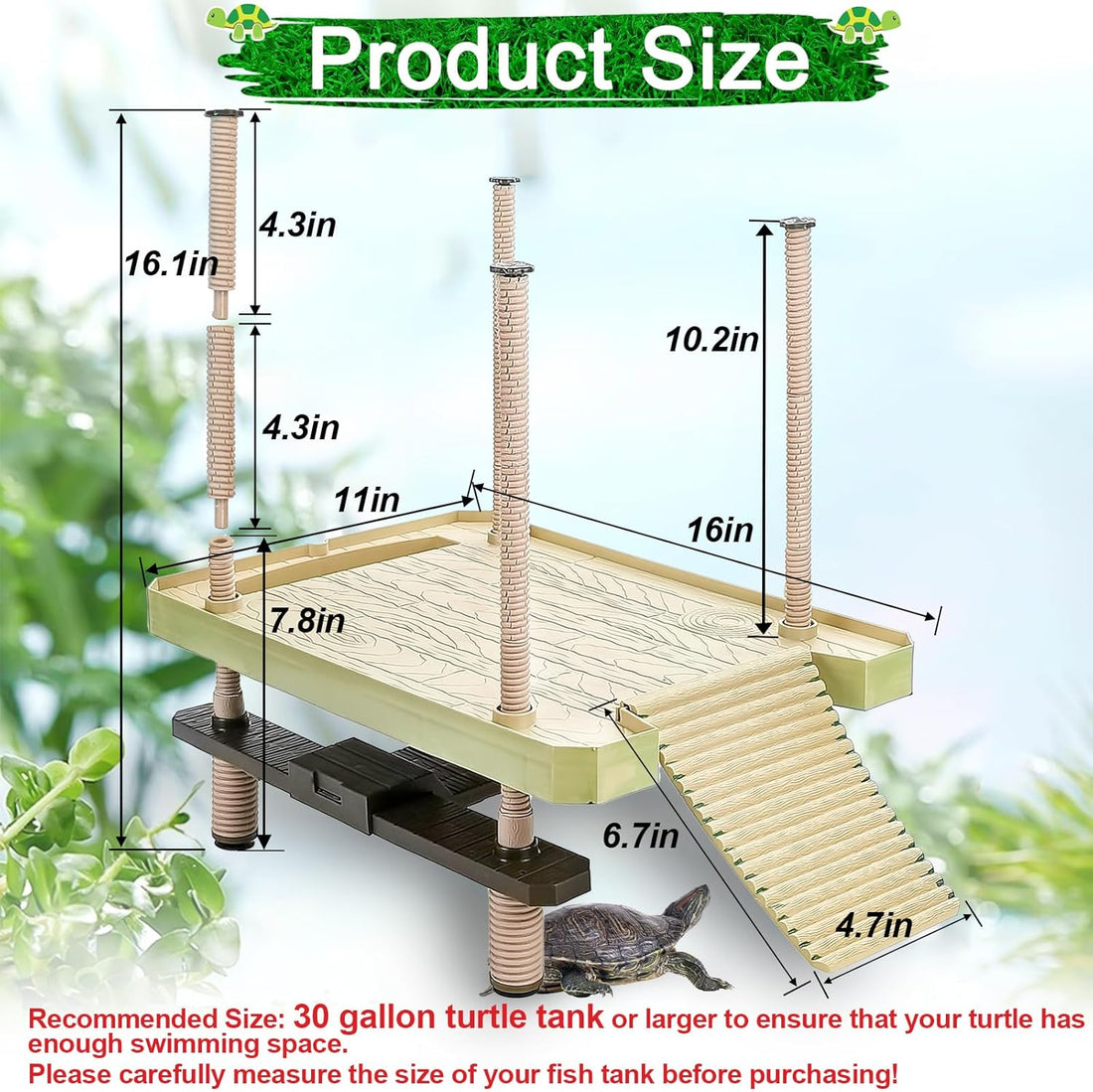 Large Turtle Floating Basking Platform with Feeding Area