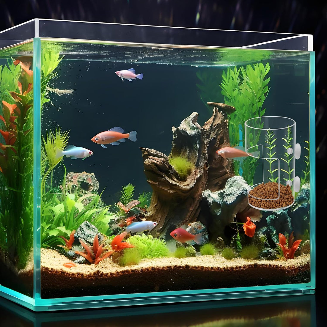 2Pcs Aquarium Fish Feeder Feeding Tray with Suction Cup