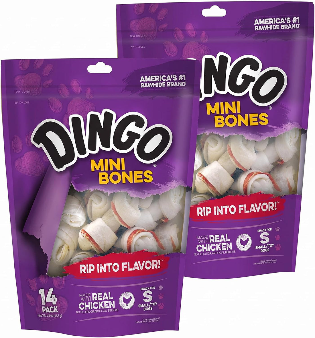 Dingo Mini Bone Rawhide Dog Treat For Small Dogs, 21 Count
