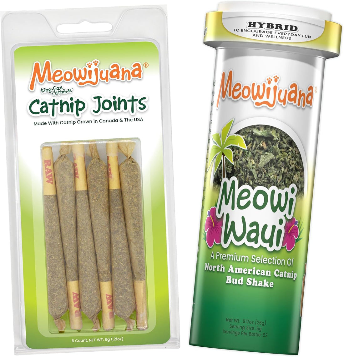 Meowijuana Catnip Rollies for Cats, King-Size 6-Pack | High Potency