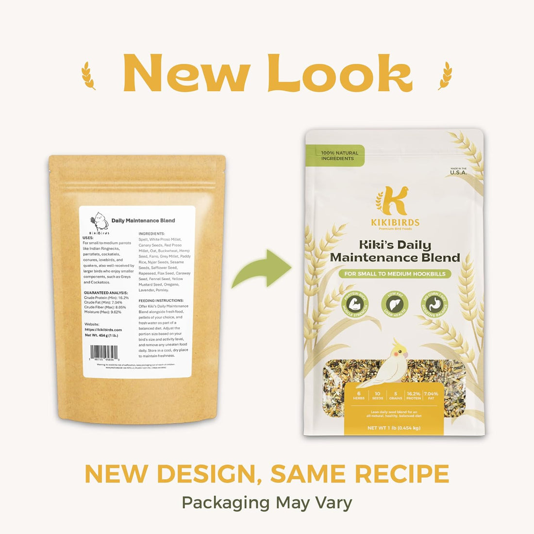 KikiBirds Premium Parrot Food| Protein-Rich Low-Fat Formula