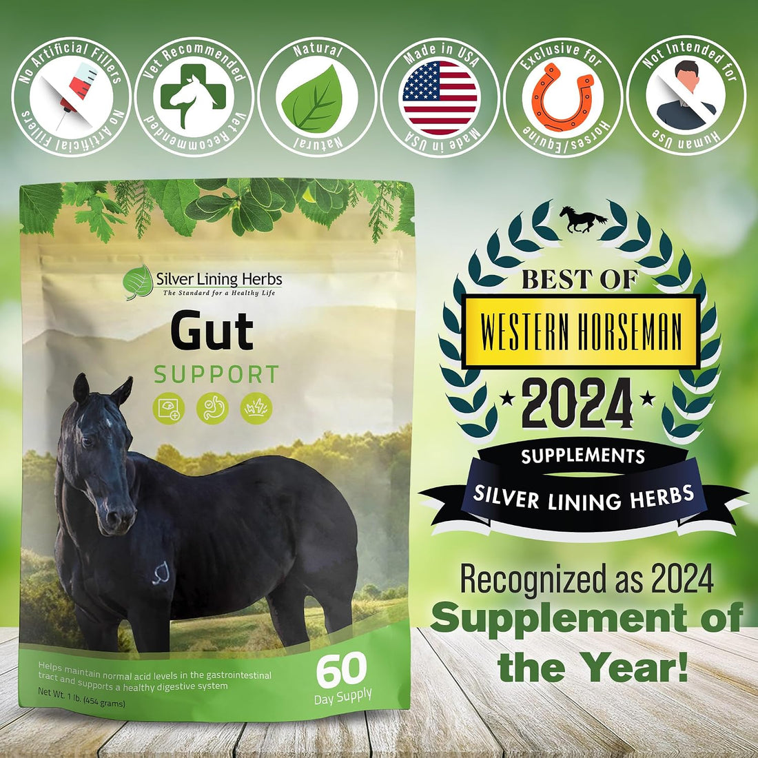 Silver Lining Herbs Gut Support Supplement for Horses - 1 lb