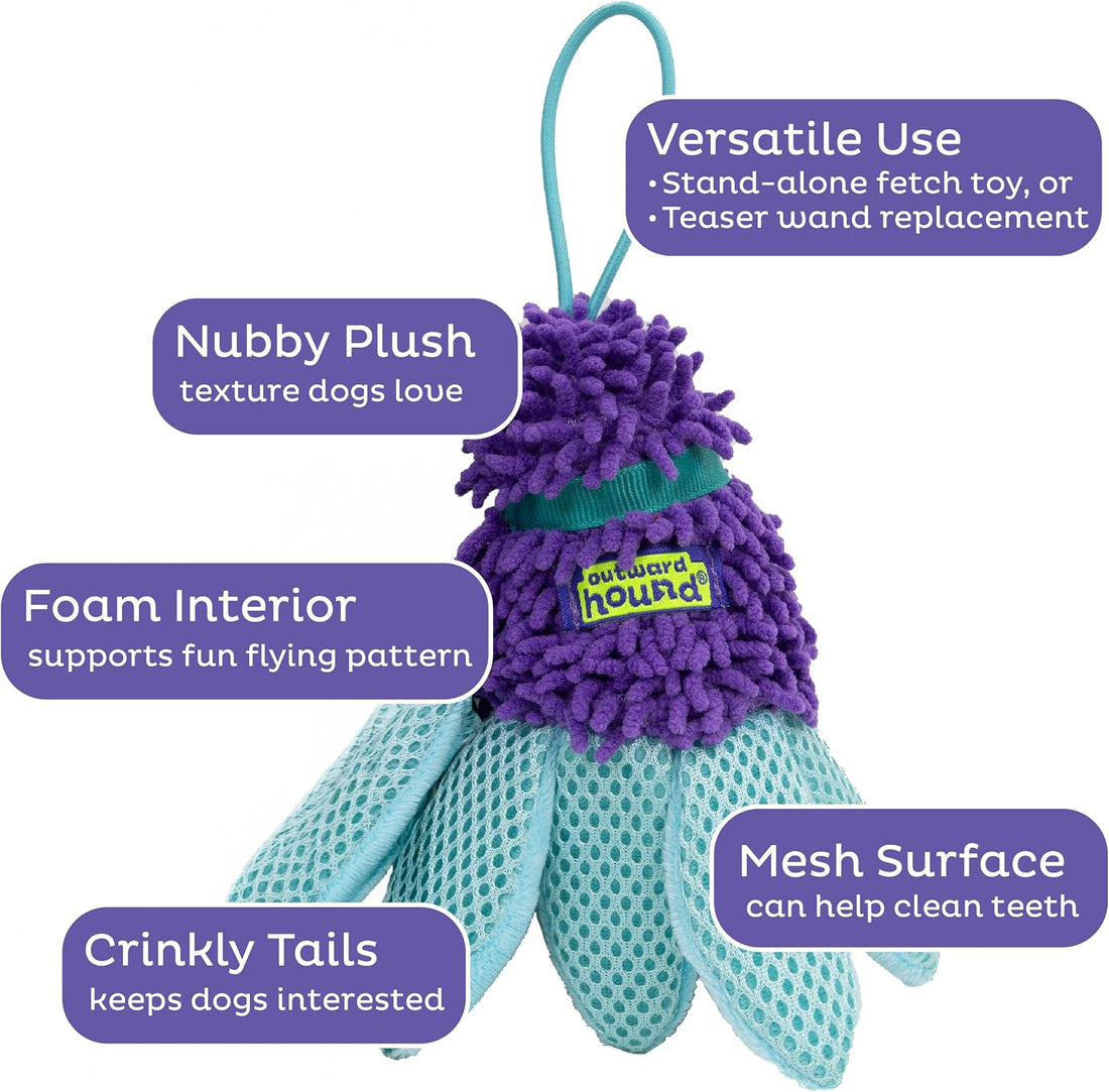 Outward Hound FlyFetch Teaser Wand Dog Toy with Crinkle Attachment