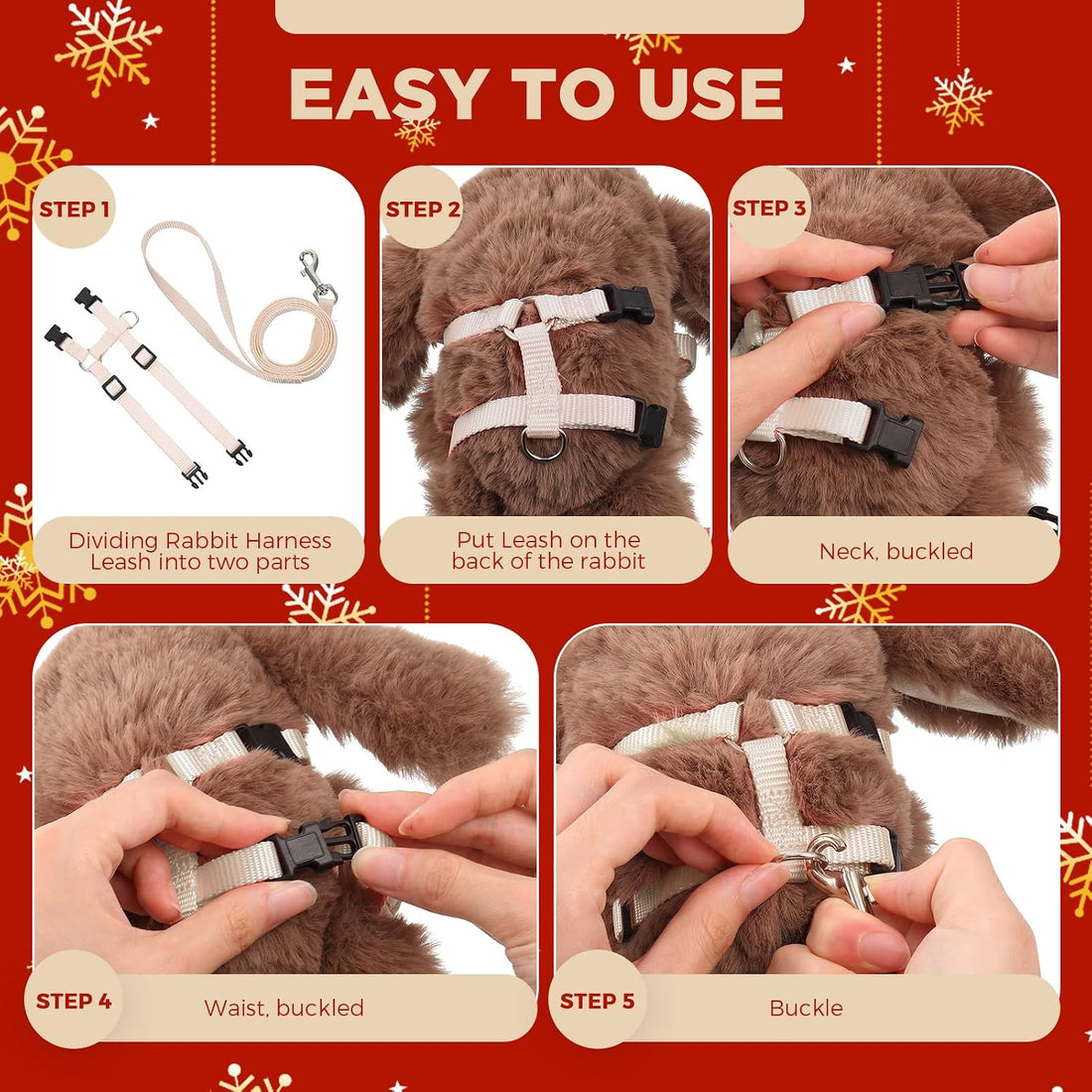 Outus 5 Pieces Adjustable Rabbit Harness and Leash Set