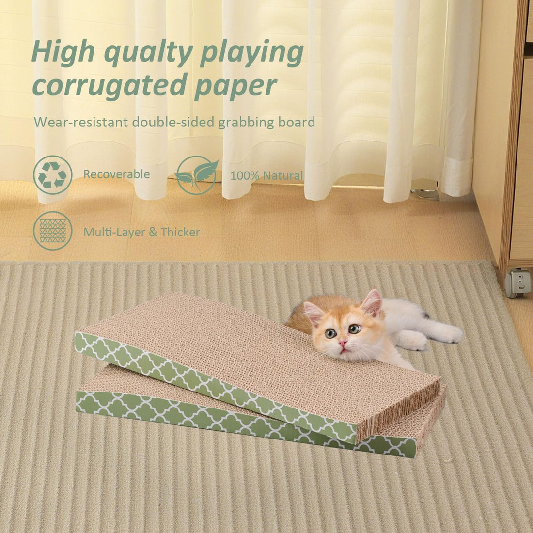 Cat Scratcher Cardboard Scratching Pads Scratch with Catnip 2PCS
