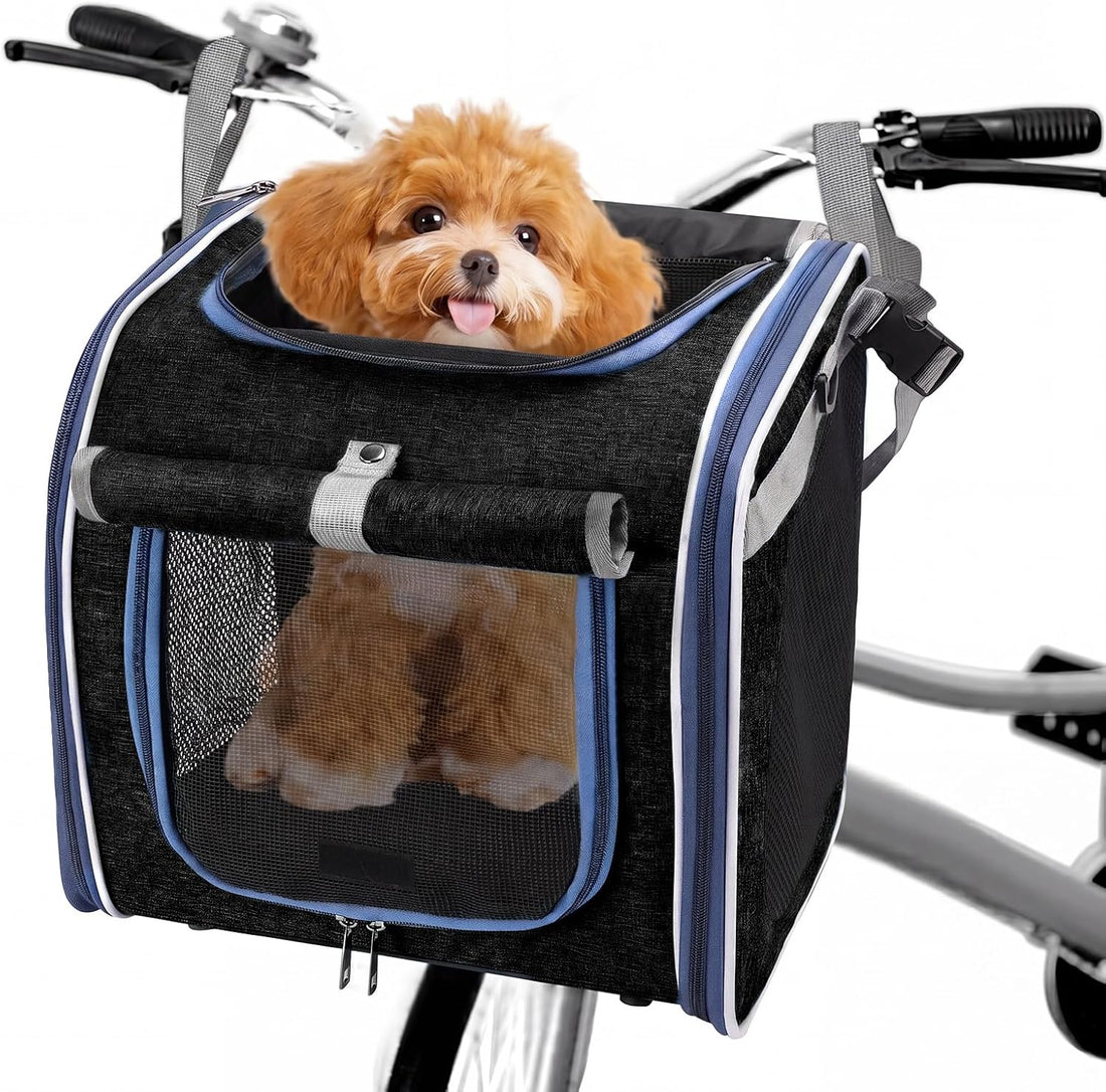Dog Bike Basket with Internal Storage Pocket, Dog Basket for Bike