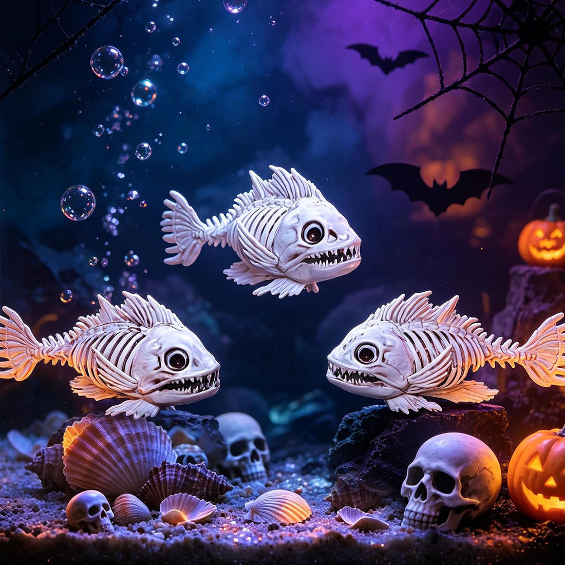 DR.DUDU 3 Pack Halloween Skeleton Decor Halloween Fish Tank