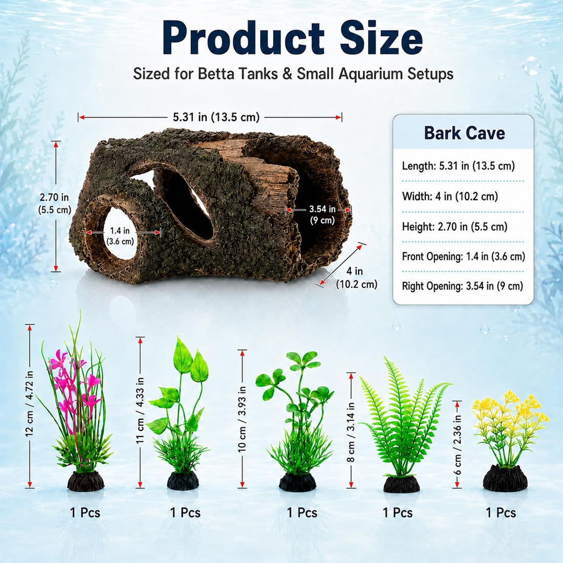 7 Pcs Shipwreck Aquarium Decorations Aquarium Plants for Fish Tank