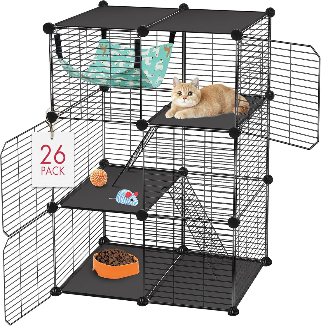 VISCOO Cat Cage, 3-Tier DIY Catio Cat Enclosures, 24"x16"x 36"