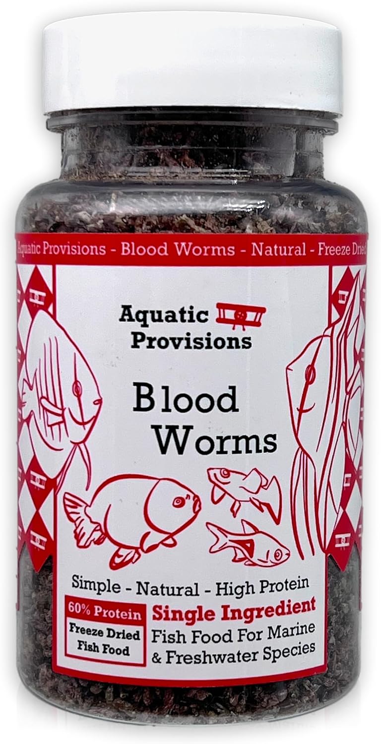 Aquatic Provisions Freeze Dried Bloodworms for Fish, 0.5 oz Jar