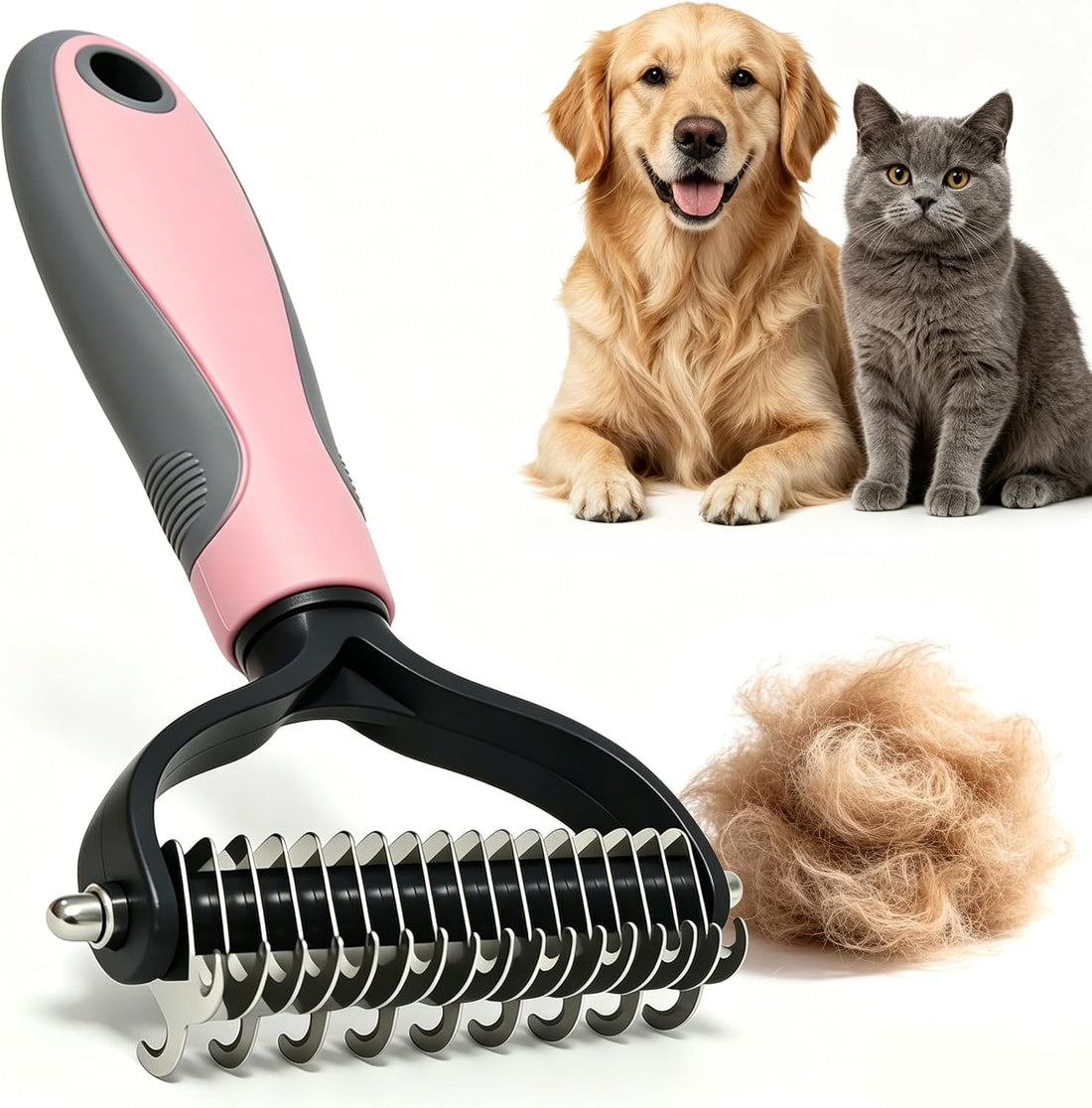 Deshedding Dog Brush for Shedding & Cat Undercoat Rake Pet Grooming