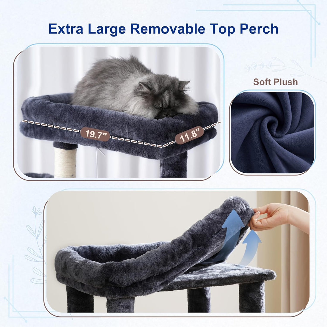 Gitelsnour Cat Tree, Cat Tower for Large Cats with 2 Big Platforms