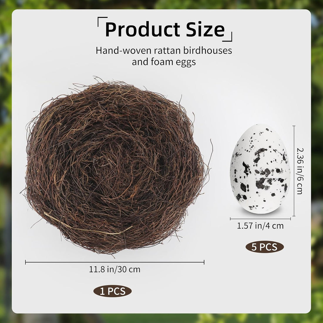 6Pcs 12" Large Artificial Bird Nests with Eggs for Crafts,Handmade